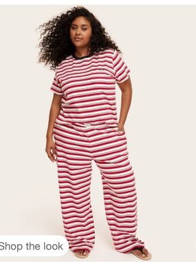 Parke red and white sweatpants